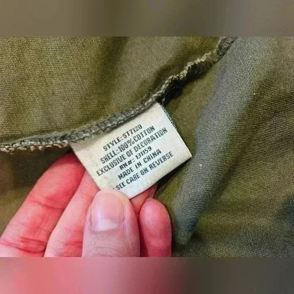 Sebby Green Cotton Army Jacket with Patches, Size Large - Picture 4 of 7